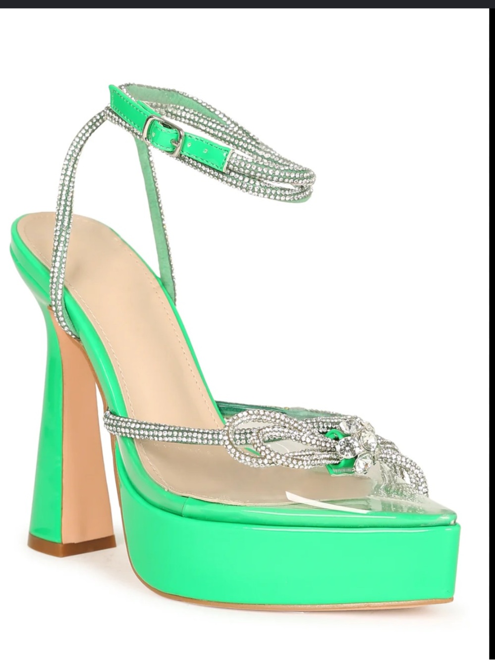 Cathy Din Ddk Shauna Crystal Bow Patent Women's Platform Heels Sz 8.5 — image 2 of 8